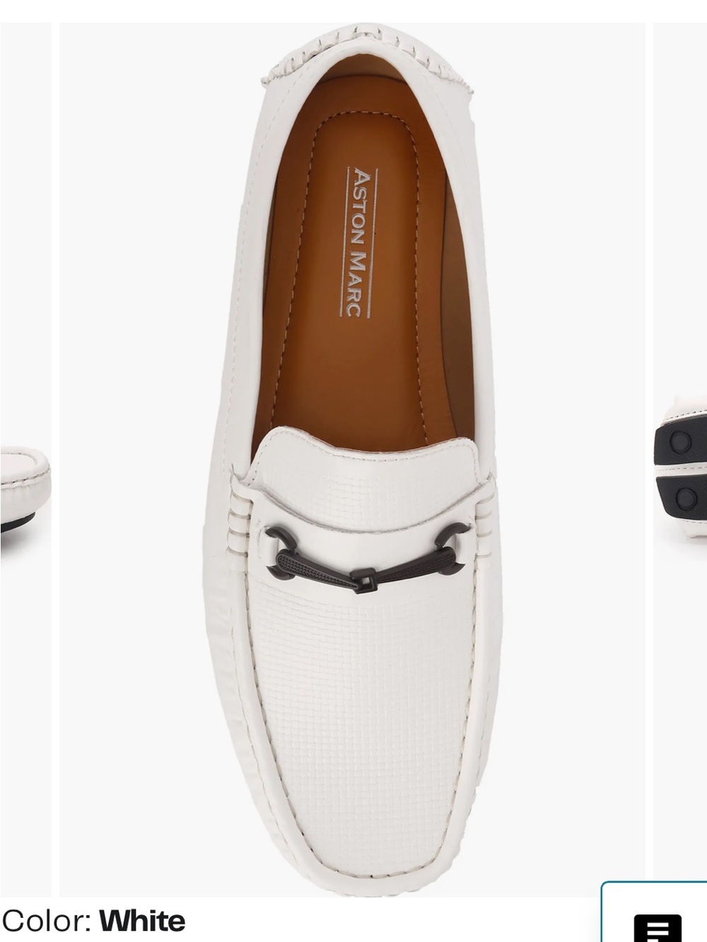 Aston Marc Drive-01 Men’s 10 White Driving Loafers Horsebit Moc Toe Shoes Yacht